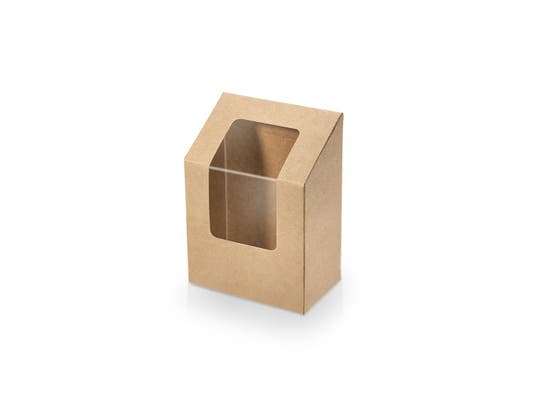 Kraft/PLA wrap box + window 90x50x90/121mm
