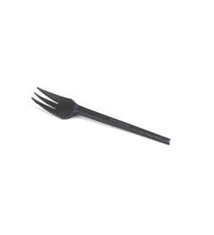 Re-usable CPLA snack fork with cutting edge 13.2cm black