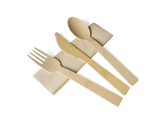FSC® Bamboo Cutlery Set 17 cm + Paper Napkin