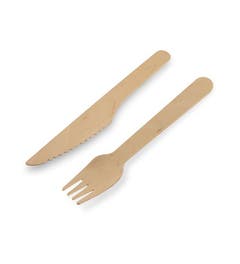 FSC® Wooden Cutlery Set Knife and Fork 16 cm - Waxed