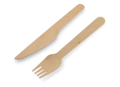 FSC® Wooden Cutlery Set Knife and Fork 16 cm - Waxed