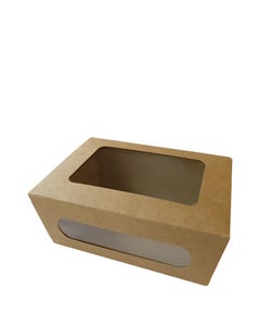 Kraft salad box with PLA window L | Bio Futura - Sustainable packaging ...